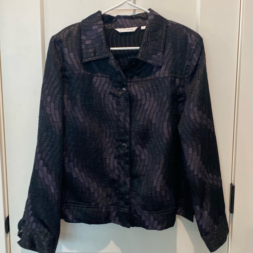 Erin London Ladies Dressy Jacket.  Black w/Hints of Eggplant Color.‎  Size Large